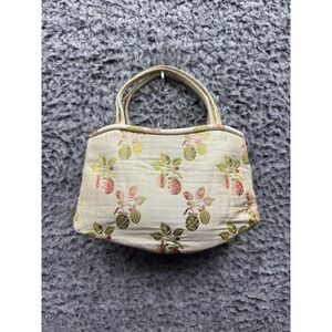 Vintage‎ 90'sManolo Blahnik Fruit Embroidered Canvas Handle Bag Beige